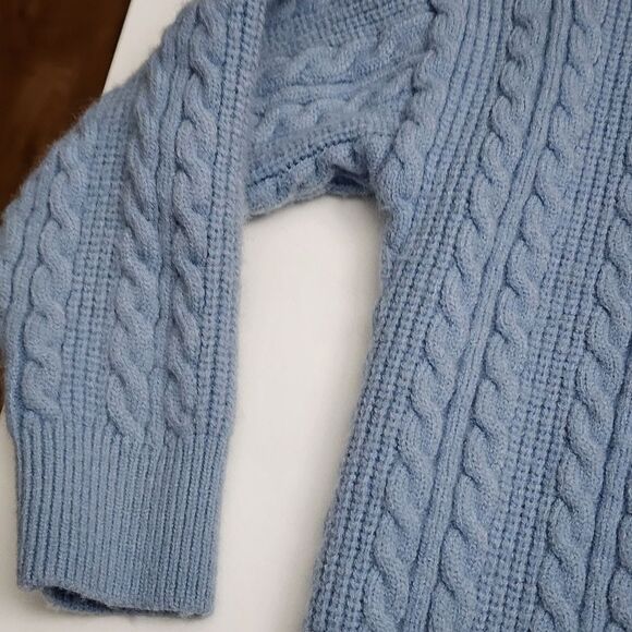 Girls Cable Knit Knitted Blue Cardigan Sweater Size 8-9 - Picture 5 of 6